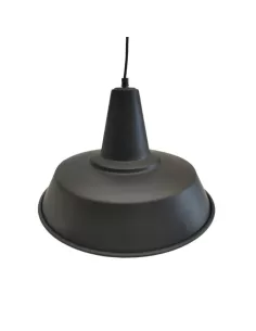 Elleluce suspension chapeau chinois noir d°40 avec câble et rosace E27 intérieur blanc